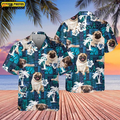 Pug Dog Hawaiian Shirt, Custom Photo Dog Shirt, Aloha Hawaiian Shirt, Hawaiian Shirts for Men/ Women, Tropical Hawaiian Shirt, Gift Family