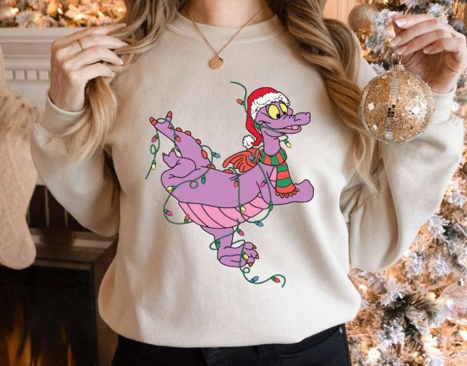 Magical Santa Figment Dragon Lights Christmas Shirt &Amp; Disney Epcot Sweatshirt – Perfect For Mickey S Very Merry Xmas &Amp; Disneyland Family Gifts