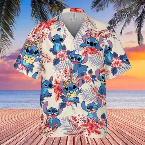 Stitch Hawaiian 4th Of July Shirt, Summer Vacation Aloha Shirt, Funny Stitch Beach Shirt, Stitch Summer Shirts, Stitch Hawaii Shirt For Men