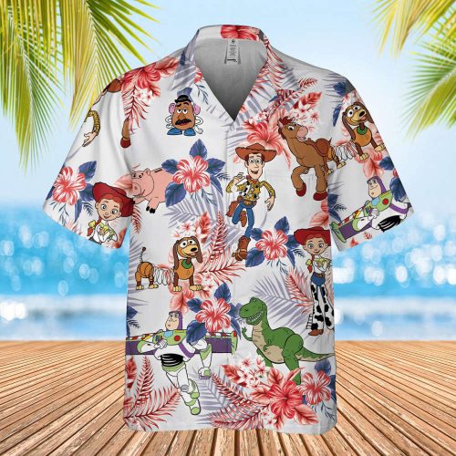 Toy Story Friends Hawaiian Shirt, Pixar Woody Buzz Lightyear Tropical Shirt, 4th of July Shirt, Summer Hawaii Shirt, Aloha Hawaiian Shirt