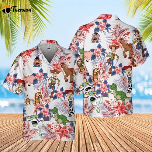 Toy Story Friends Hawaiian Shirt, Pixar Woody Buzz Lightyear Tropical Shirt, 4th of July Shirt, Summer Hawaii Shirt, Aloha Hawaiian Shirt