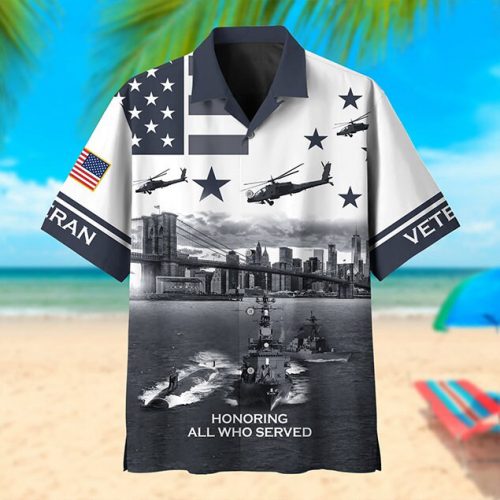 Veteran Hawaii Shirt, Honoring All Who Served U.S Veteran Shirt, Button Up Shirt Beach Shirt, Army Hawaii Shirt, US Veteran Shirt