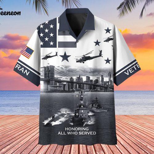 Veteran Hawaii Shirt, Honoring All Who Served U.S Veteran Shirt, Button Up Shirt Beach Shirt, Army Hawaii Shirt, US Veteran Shirt