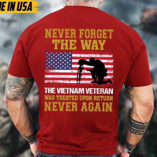 Vietnam Veteran Was Treated Upon Return Never Again, Veteran Unisex T-Shirt, Vietnam Veteran Shirt, US Military Shirt, Gifts For Dad Grandpa