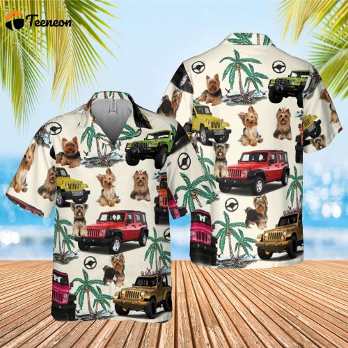 Yorkshire Terrier Car Hawaiian Shirt, Tropical Pattern Shirt, Hawaii Travel Tee, Car Hawaii Shirt For Men Button Down, Vacation Shirt