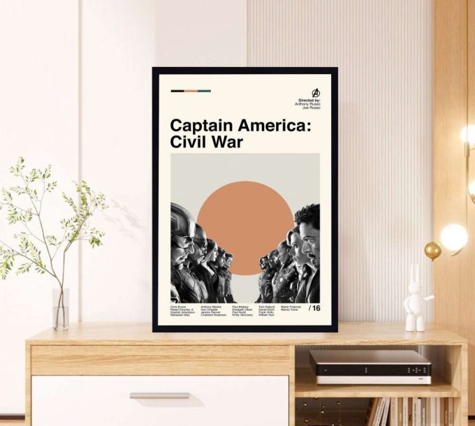 Captain America Civil War Poster for Home Decor Gift – Joe Russo – Retro Movie Poster for Home Decor Gift – Minimalist Art – Vintage Poster for Home Decor Gift – Modern Art – Wall Decor – Home Decor