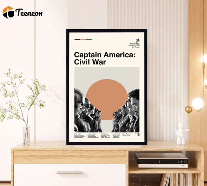 Captain America Civil War Poster for Home Decor Gift – Joe Russo – Retro Movie Poster for Home Decor Gift – Minimalist Art – Vintage Poster for Home Decor Gift – Modern Art – Wall Decor – Home Decor