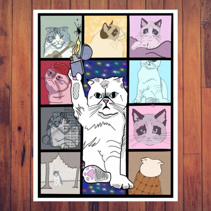 Cat Eras Tour Poster for Home Decor Gift, Taylor Cat, Olivia Cat, taylor version Cat Vintage Poster for Home Decor Gift