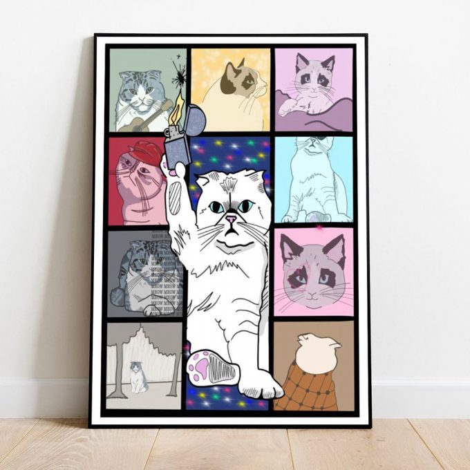 Cat Eras Tour Poster for Home Decor Gift, Taylor Cat, Olivia Cat, taylor version Cat Vintage Poster for Home Decor Gift