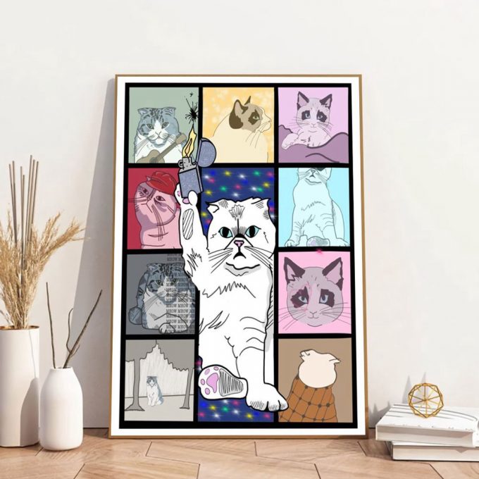 Cat Eras Tour Poster for Home Decor Gift, Taylor Cat, Olivia Cat, taylor version Cat Vintage Poster for Home Decor Gift