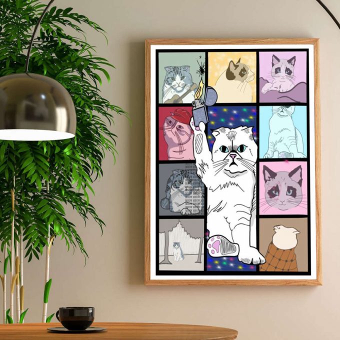 Cat Eras Tour Poster for Home Decor Gift, Taylor Cat, Olivia Cat, taylor version Cat Vintage Poster for Home Decor Gift