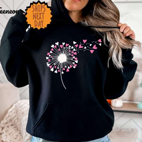 Dandelion Sweatshirt, Valentine’s Hoodie, Lovers Gift Shirt, Valentine’s Day Shirt, Valentine Flower Tee, Gift for Valentines, Couple Shirt