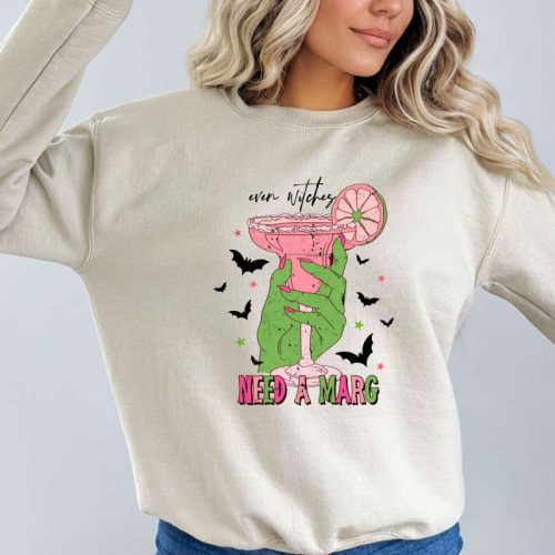 Even Witches Need a Marg Sweatshirt, Midnight Margaritas Sweater, Witchy Sweater,Sweater,Spooky Season Sweater,Gift For Witchy Women