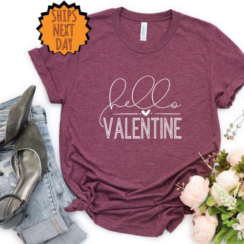 Hello Valentine Shirt, Valentine Love Shirt, Valentines Day Gift Shirt, Cute Valentine Day Shirt, Valentines Day Gift Shirt, Valentine Shirt