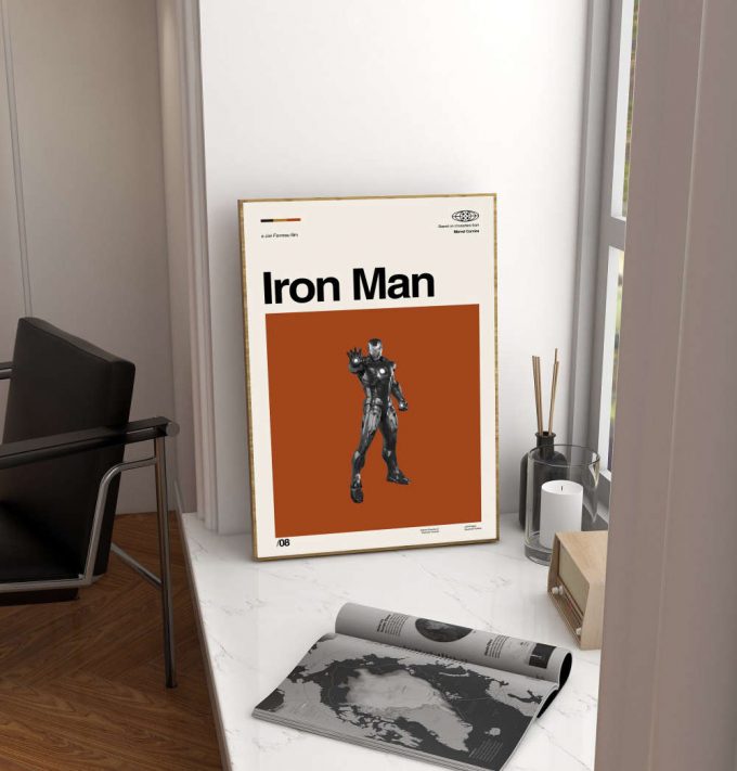 Iron man Movie Poster for Home Decor Gift – Marvel Comics Film – Retro Movie Poster for Home Decor Gift – Vintage inspired – Midcentury Art – Wall Decor – Gifts for him