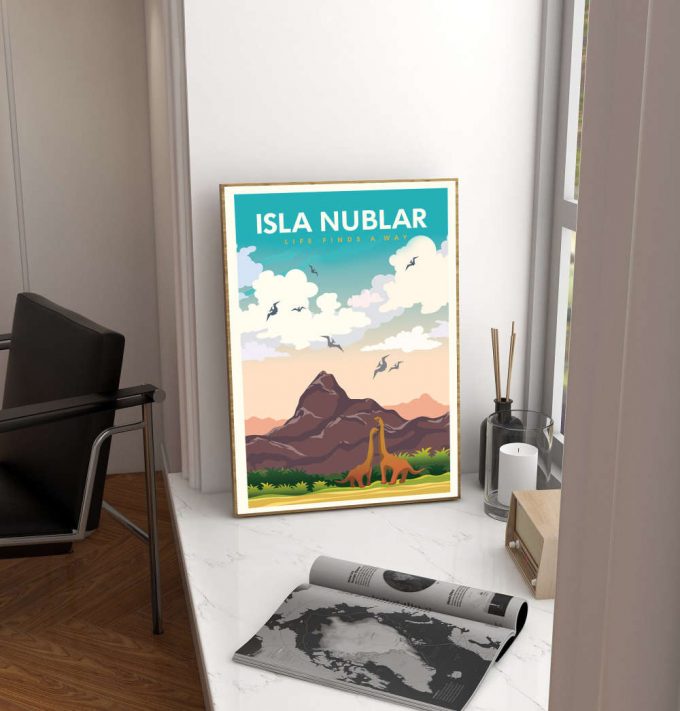 Isla Nublar Movie Poster for Home Decor Gift – Life Finds A Way Film – Minimalist Poster for Home Decor Gift – Retro Movie Poster for Home Decor Gift – Vintage inspired – Midcentury Art – Wall Decor