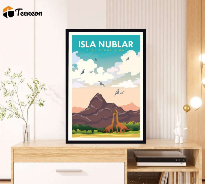 Isla Nublar Movie Poster for Home Decor Gift – Life Finds A Way Film – Minimalist Poster for Home Decor Gift – Retro Movie Poster for Home Decor Gift – Vintage inspired – Midcentury Art – Wall Decor
