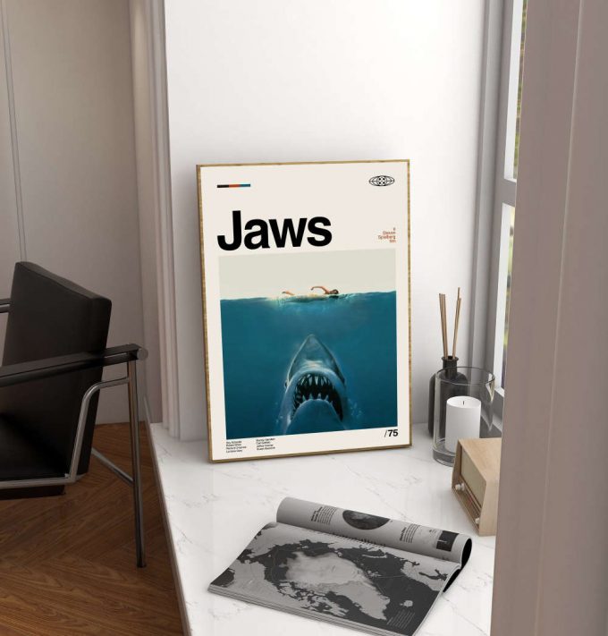 Jaws Poster for Home Decor Gift – Steven Spielberg Film – Minimalist Poster for Home Decor Gift – Retro Poster for Home Decor Gift – Vintage inspired – Midcentury Art – Wall Decor – Gifts for him
