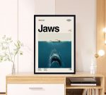 Jaws Poster for Home Decor Gift – Steven Spielberg Film – Minimalist Poster for Home Decor Gift – Retro Poster for Home Decor Gift – Vintage inspired – Midcentury Art – Wall Decor – Gifts for him