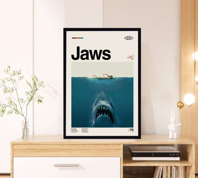 Jaws Poster for Home Decor Gift – Steven Spielberg Film – Minimalist Poster for Home Decor Gift – Retro Poster for Home Decor Gift – Vintage inspired – Midcentury Art – Wall Decor – Gifts for him