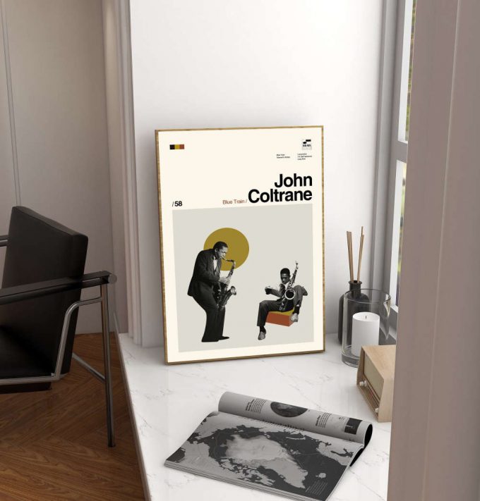 John Coltrane Poster for Home Decor Gift – Blue Train Film – Minimalist Poster for Home Decor Gift – Retro Poster for Home Decor Gift – Vintage inspired – Midcentury Art – Wall Decor – Gifts for him