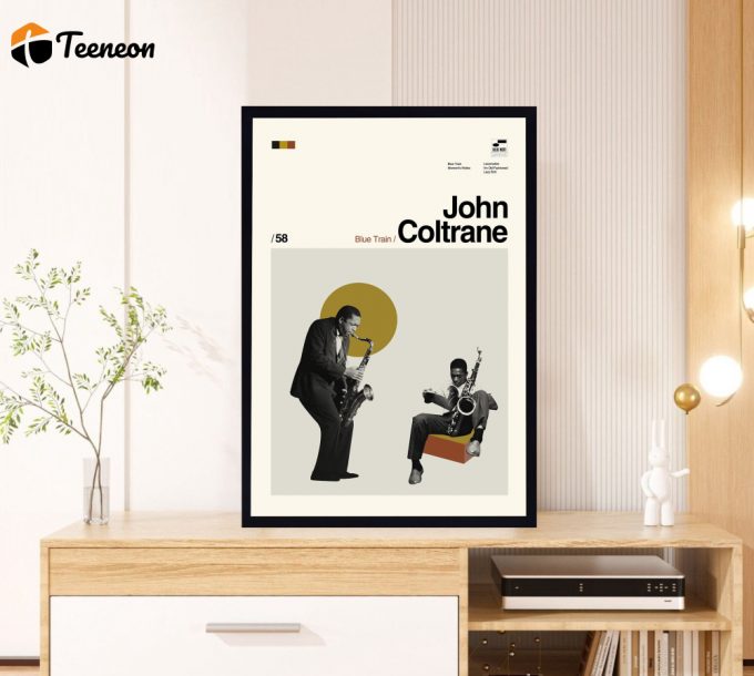 John Coltrane Poster for Home Decor Gift – Blue Train Film – Minimalist Poster for Home Decor Gift – Retro Poster for Home Decor Gift – Vintage inspired – Midcentury Art – Wall Decor – Gifts for him