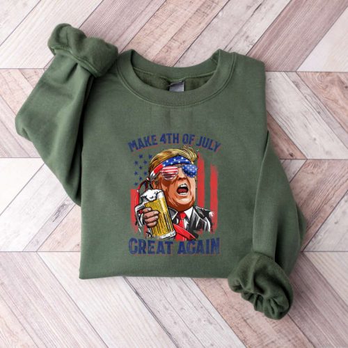 Make 4th Of July Great Again Sweatshirt, Fourth Of July Sweater, Trump 4th Of July Sweater, TRUMP 2024,Donald Trump 2024,Trump He’ll Be Back