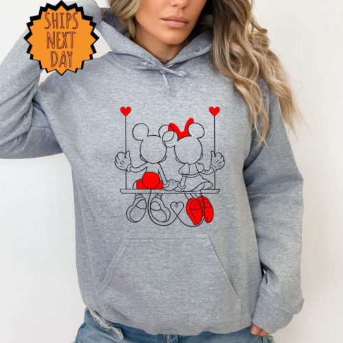 Mickey and Minnie Swing Sweatshirt, Valentines Day Disney Hoodie, Disneyworld Valentines Travel Shirt, Valentines Day Disney Matching Shirt