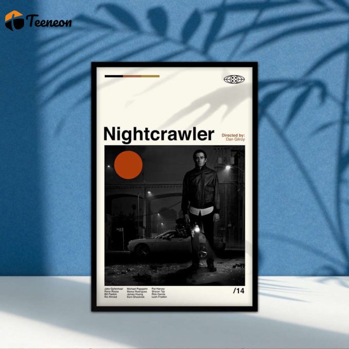 Nightcrawler Movie Poster for Home Decor Gift, Custom Poster for Home Decor Gift, Minimalist Art, Vintage Poster for Home Decor Gift, Aesthetic, Wall Art, Retro Movie, Retro Modern Art, Custom Poster for Home Decor Gift