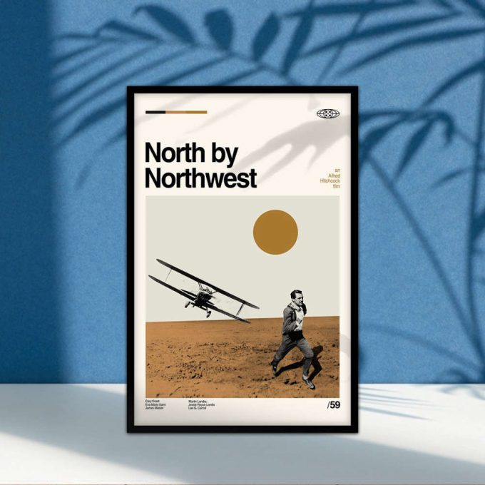 North By Northwest Poster for Home Decor Gift, Vintage Movie Poster for Home Decor Gift, Minimalist Art, Retro Modern, Vintage Art, Wall Art, Poster for Home Decor Gift Print, Custom Poster for Home Decor Gift