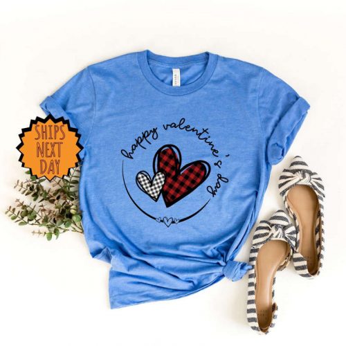 Plaid Heart Valentines Day Shirt, Valentines Day Gift Shirt For Woman, Heart Shirt, Cute Valentine Shirt, Valentines Day Gift Tee, Heart Tee