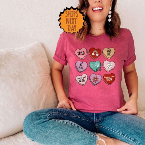 Positive Affirmations Shirt, Couple Valentine Love Shirt, Women’s Valentines Day Shirt, Retro Heart Shirt, Cute Valentine Day Gift Shirt