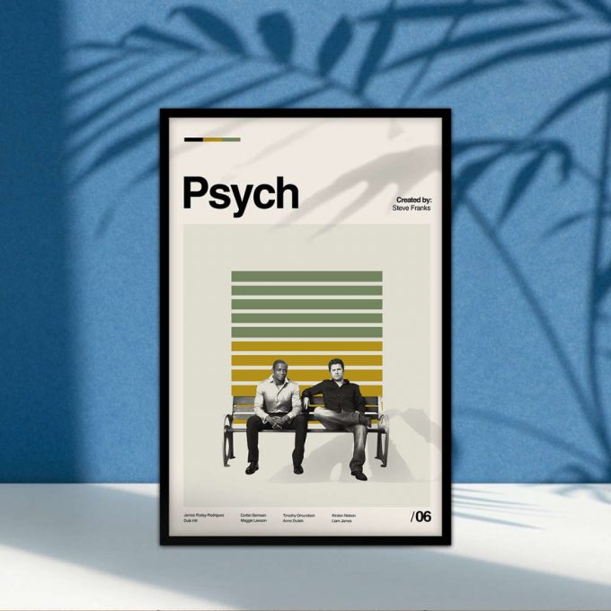 Psych Poster for Home Decor Gift, Tv Show Poster for Home Decor Gift, Love Tv Show, Retro Modern, Vintage Inspired Poster for Home Decor Gift, Art Print, Midcentury Modern, Morden Movie