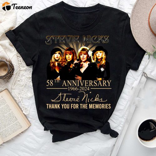 Stevie Nicks 58th Anniversary Signature T-Shirt – Vintage Tee for Fans