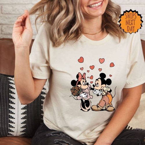 Valentines Day Disney Mickey and Minnie Love Kiss Shirt, Disney Valentines Day Shirt, Disneyland Hearts Shirt, Mickey Minnie Heart Shirt