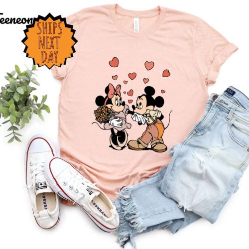 Valentines Day Disney Mickey and Minnie Love Kiss Shirt, Disney Valentines Day Shirt, Disneyland Hearts Shirt, Mickey Minnie Heart Shirt