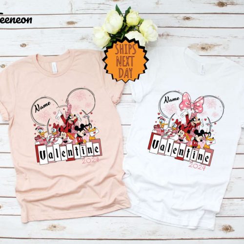 Custom Disneyland Castle Mickey And Friends Valentine Shirt, Disney Custom Couple Valentine Shirt, Disneyland Valentine Couple Gift Shirt