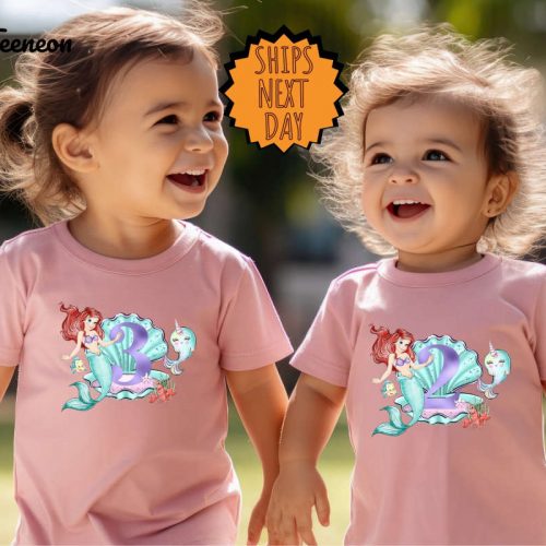 Custom Mermaid Birthday Shirt, Birthday Shirt With Any Age Birthday Shirt, Girl Birthday Shirt, Birthday Girl Tee, Matching Birthday Family