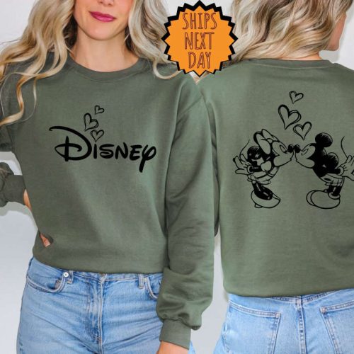 Disney Mickey and Minnie Valentine Sweatshirt ,Disney Couple Two Sided Hoodie, Disneyland Valentine Sweater, Disney Valentine heart love Tee