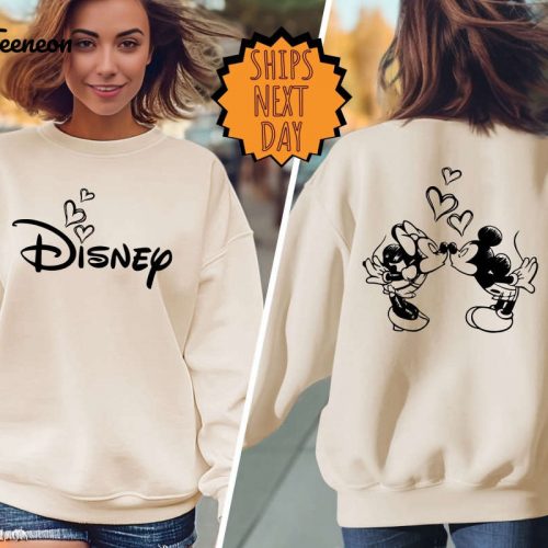 Disney Mickey and Minnie Valentine Sweatshirt ,Disney Couple Two Sided Hoodie, Disneyland Valentine Sweater, Disney Valentine heart love Tee