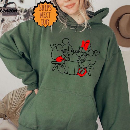 Disney Mickey and Minnie Valentines Day Sweatshirt, Cute love table Hoodie, mickey minnie Heart Shirt, Disney Valentine Love Gift Sweatshirt