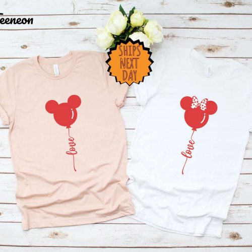 Disney Minnie and Mickey Love Balloons Shirt, Valentine Minnie Minnie love Shirt, Couple Matching love Shirt, Disney Valentine Trip Shirt