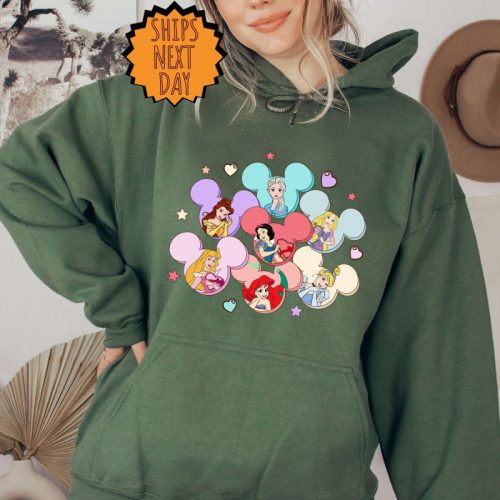 Disney Princess Sweatshirt, Disney Vacation Hoodie ,Disney Valentine Princess Shirt, Princess Gift, Disney Girl Trip, Princess Heart Shirts