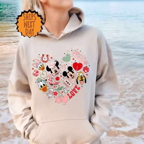 Disney Valentine Heart Sweatshirt, Mickey And Minnie Friends Valentine’s Day Hoodie ,Valentines Day Gift, Disney Love Shirt, Disney Sweater