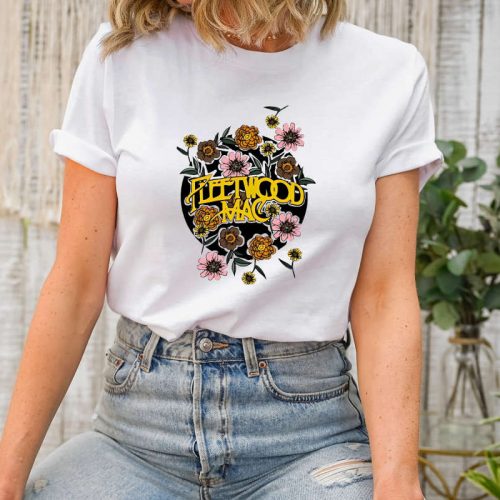 Fleetwood Mac Shirt, Vintage Floral Retro Band Graphic Shirt, Distressed Band Rock and Roll Shirt, Rock Band Tee, Unisex Music Lover Gifts