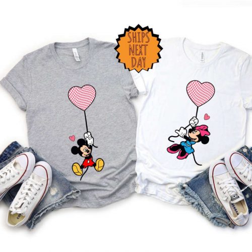 Mickey And Minnie Heart Balloons Shirt ,Valentine Love Gift Shirt ,Couples Gift Shirt, Valentines Day Couple Shirt, Valentine Matching Shirt