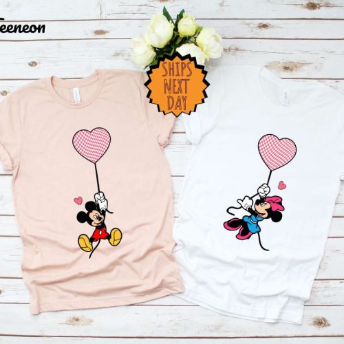 Mickey And Minnie Heart Balloons Shirt ,Valentine Love Gift Shirt ,Couples Gift Shirt, Valentines Day Couple Shirt, Valentine Matching Shirt