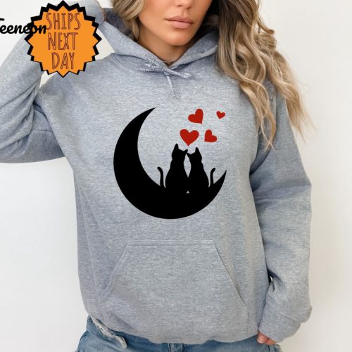 Valentine Cat Sweatshirt, Cat Lover Hoodie, Couple Heart Sweater, Cat Owner Gift Shirt, Matching Shirt, Valentine Day Friend Birthday Gift