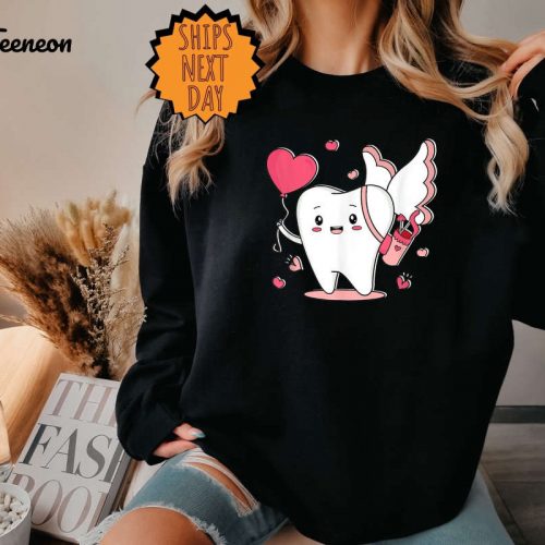 Valentine Dentist Sweatshirt, Dental Office Valentine’s Day Heart Hoodie ,Cute Dentistry Heart Shirt, Dental Crew T-shirts, Dental Gift Tee