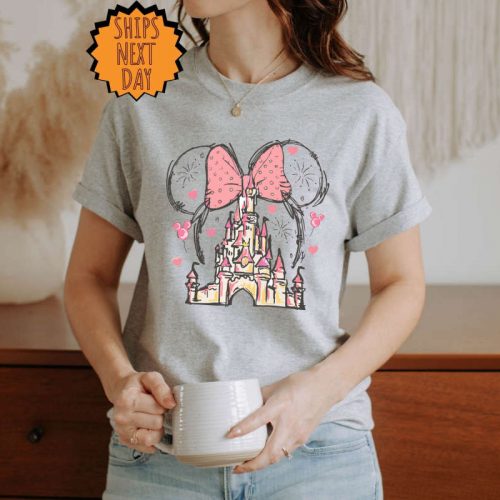 Valentine Disney Minnie Castle Shirt, Magical Kingdom Shirt, Disney Watercolor Castle Shirt, Disney Vacation Shirt, Family Vacation Shirt